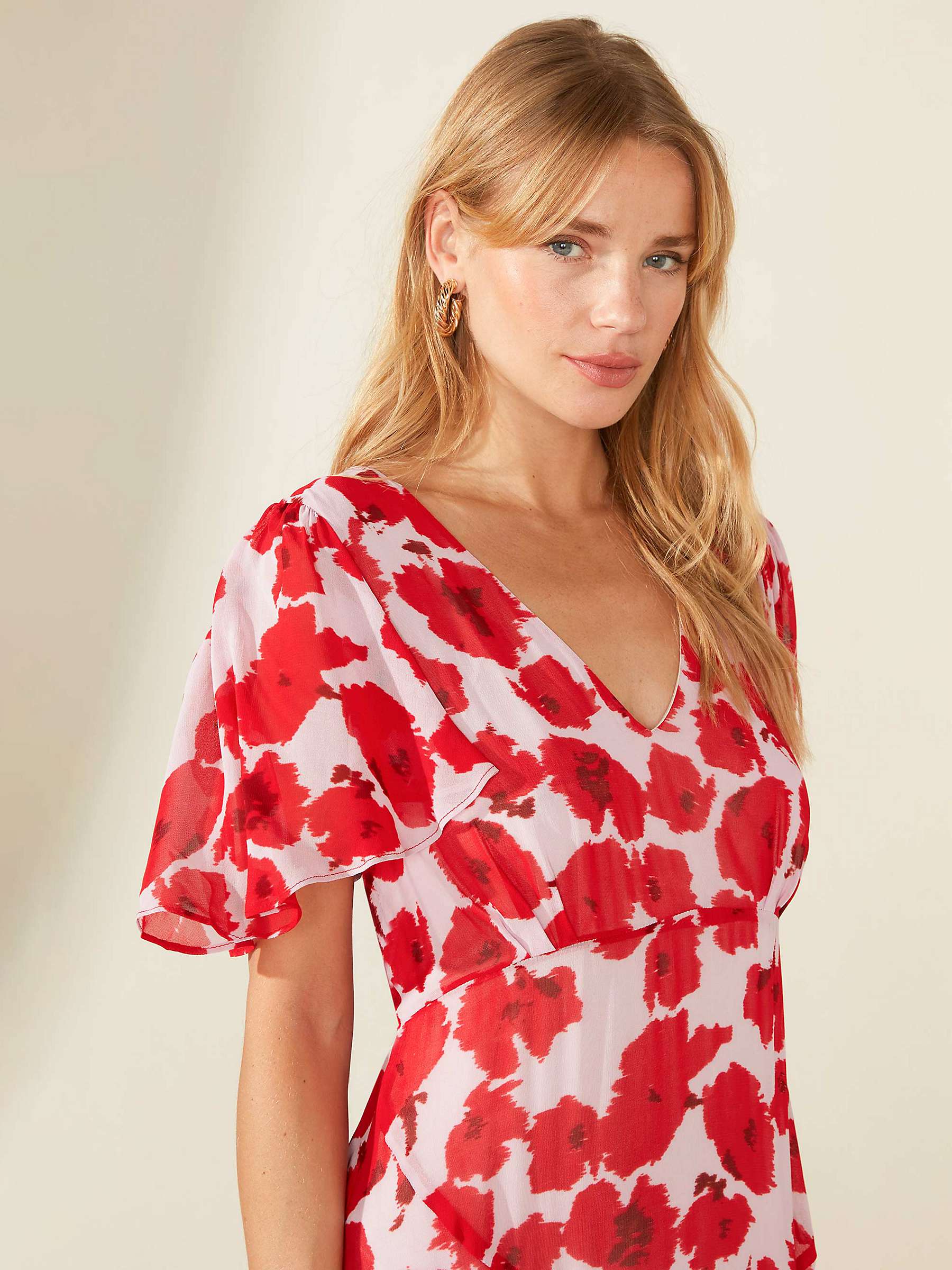 Buy Ro&Zo Daphne Floral Midi Dress, Pink/White Online at johnlewis.com