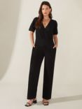 Ro&Zo Jersey Wrap Jumpsuit, Black