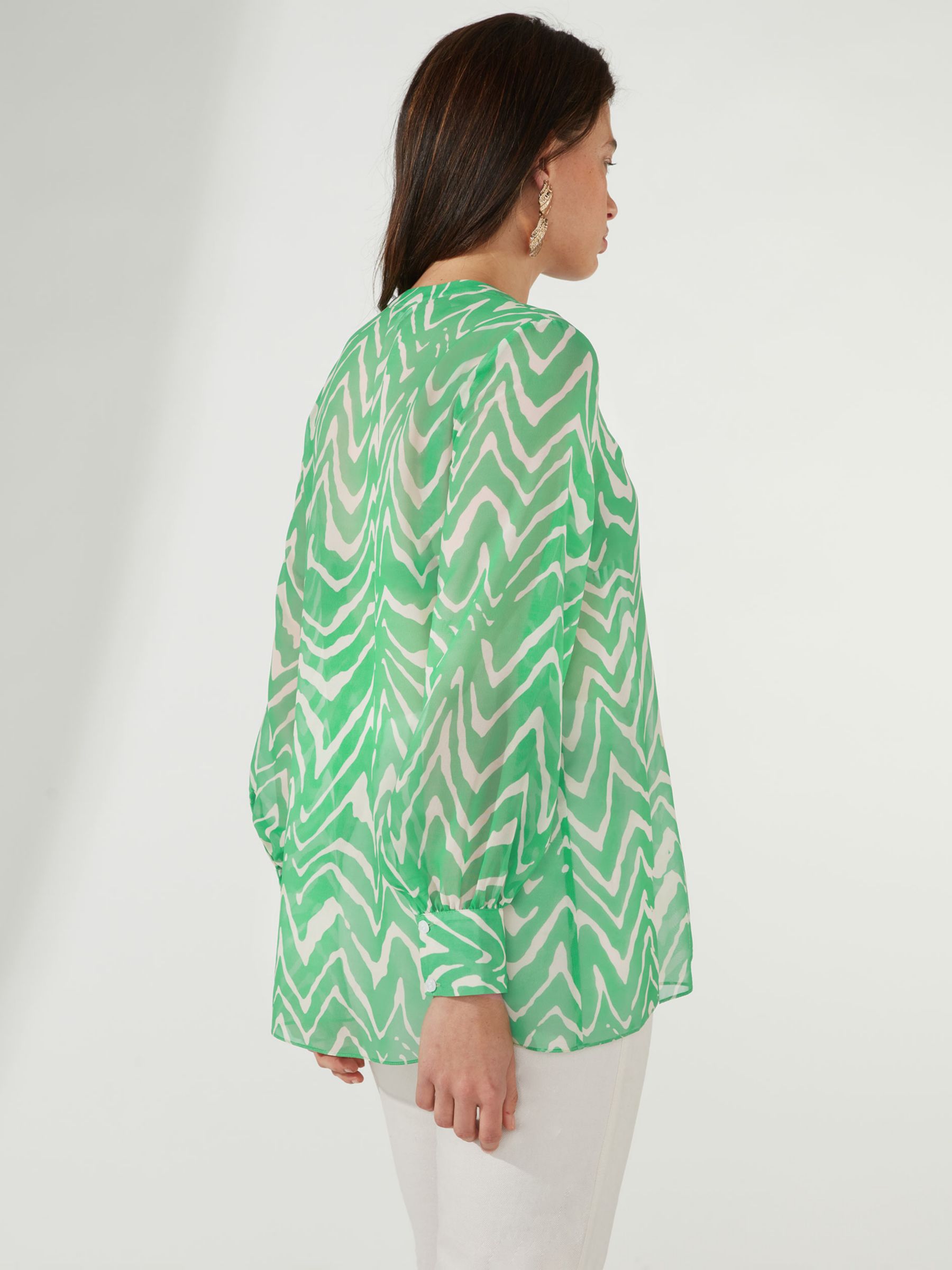 Buy Ro&Zo Abstract Zig-Zag Print Blouse, Green Online at johnlewis.com