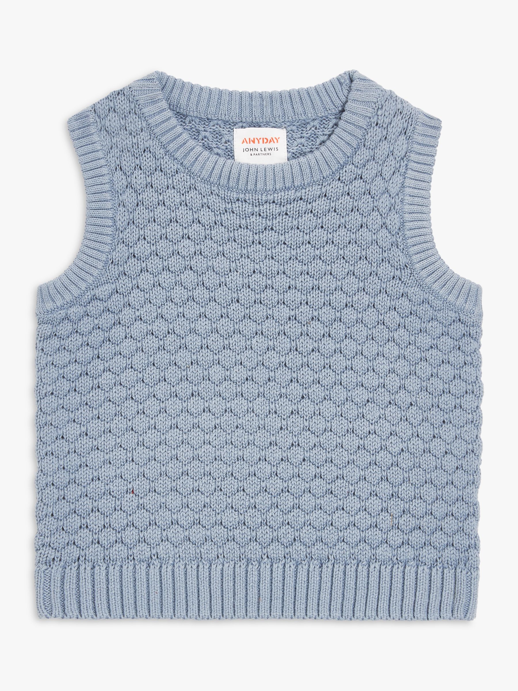 John Lewis ANYDAY Baby Circle Knit Vest, Blue, 3-6 months