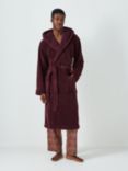 John Lewis Cosy Fleece Hooded Robe, Burgundy