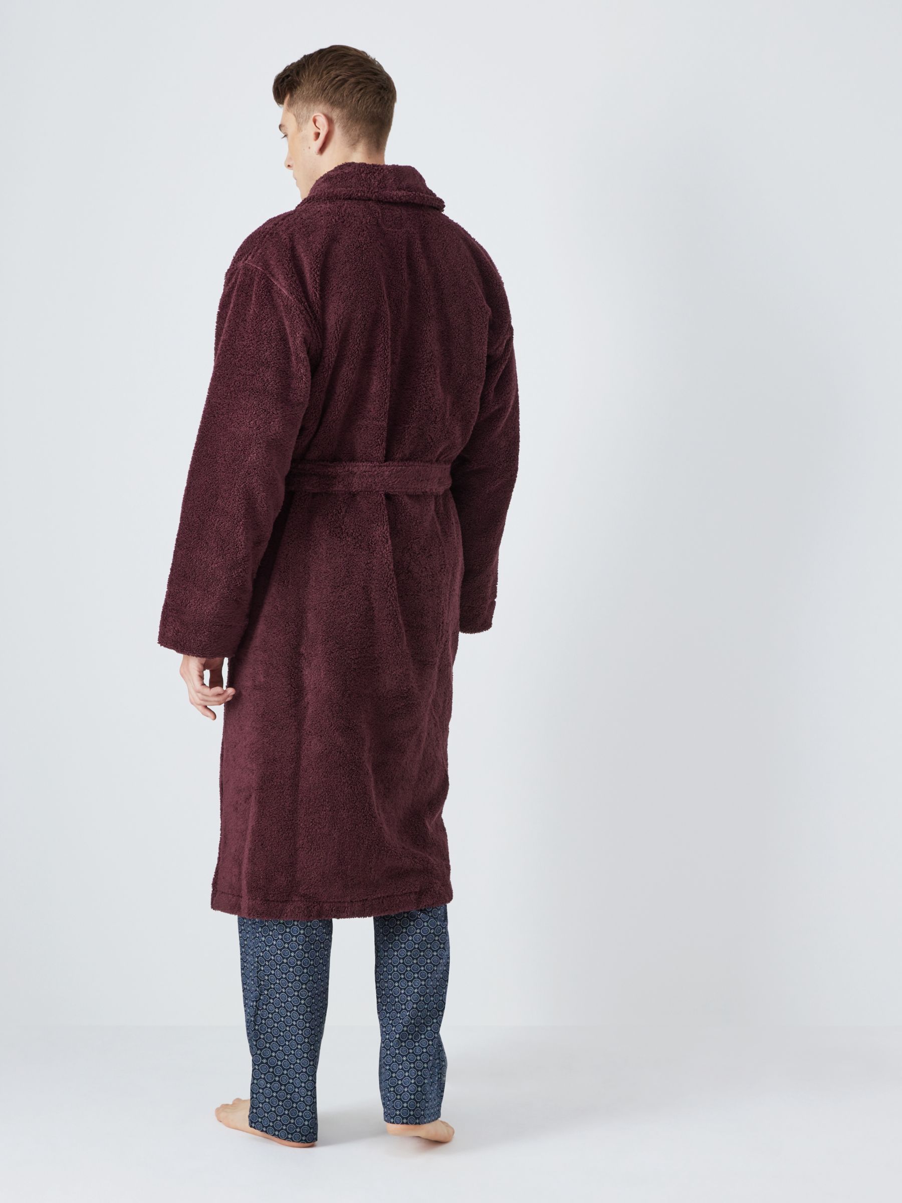 John Lewis Premium Luxury Towelling Robe, Burgundy at John Lewis & Partners