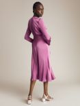 Ghost Meryl Satin Midi Dress, Bright Mauve