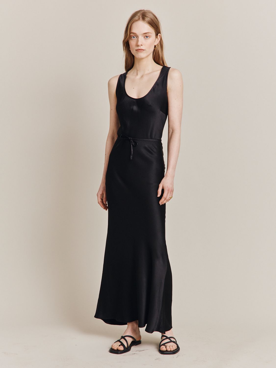 Ghost Emma Slip Skirt, Black at John Lewis & Partners