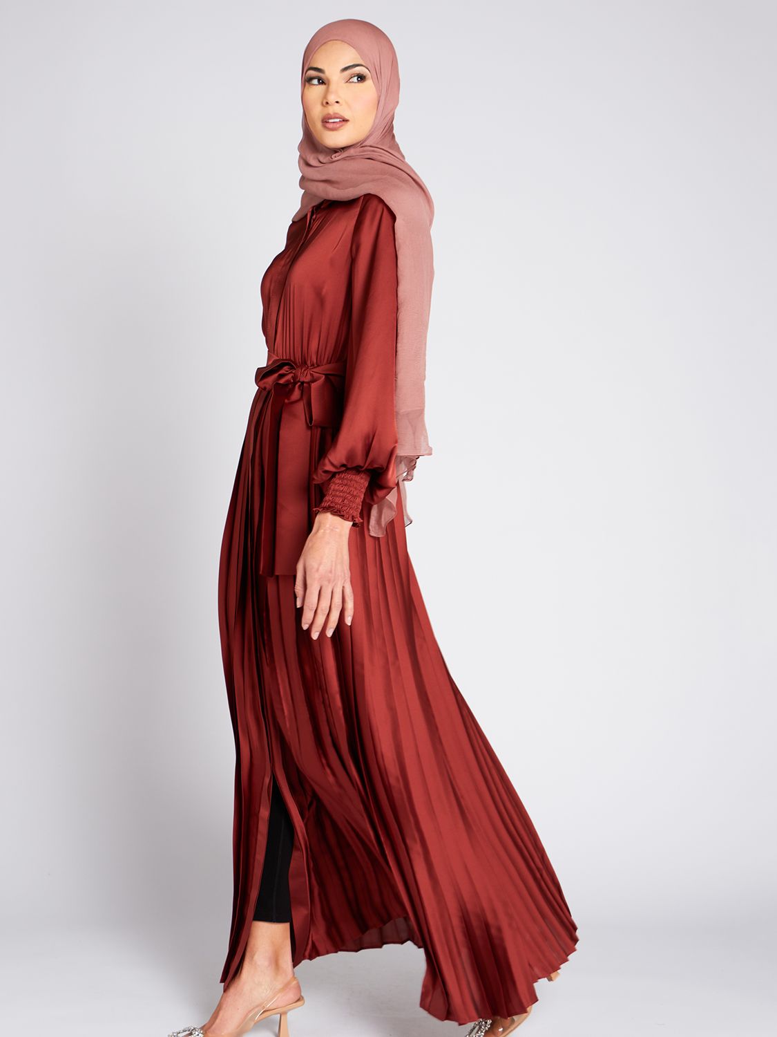 Aab Plisse Maxi Dress, Red at John Lewis & Partners