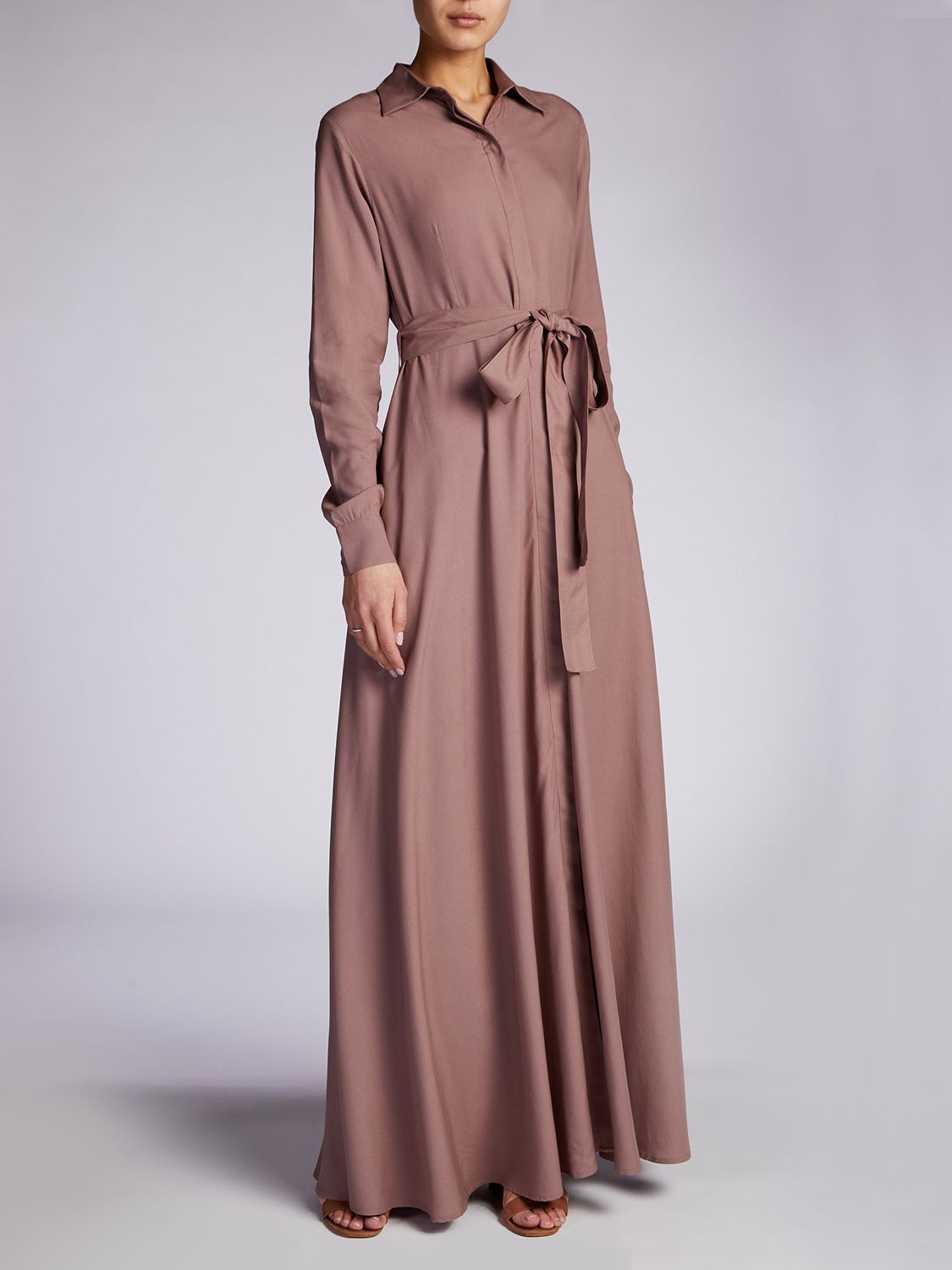 Buy Aab Plain Shirt Belted Maxi Dress, Mauve Online at johnlewis.com