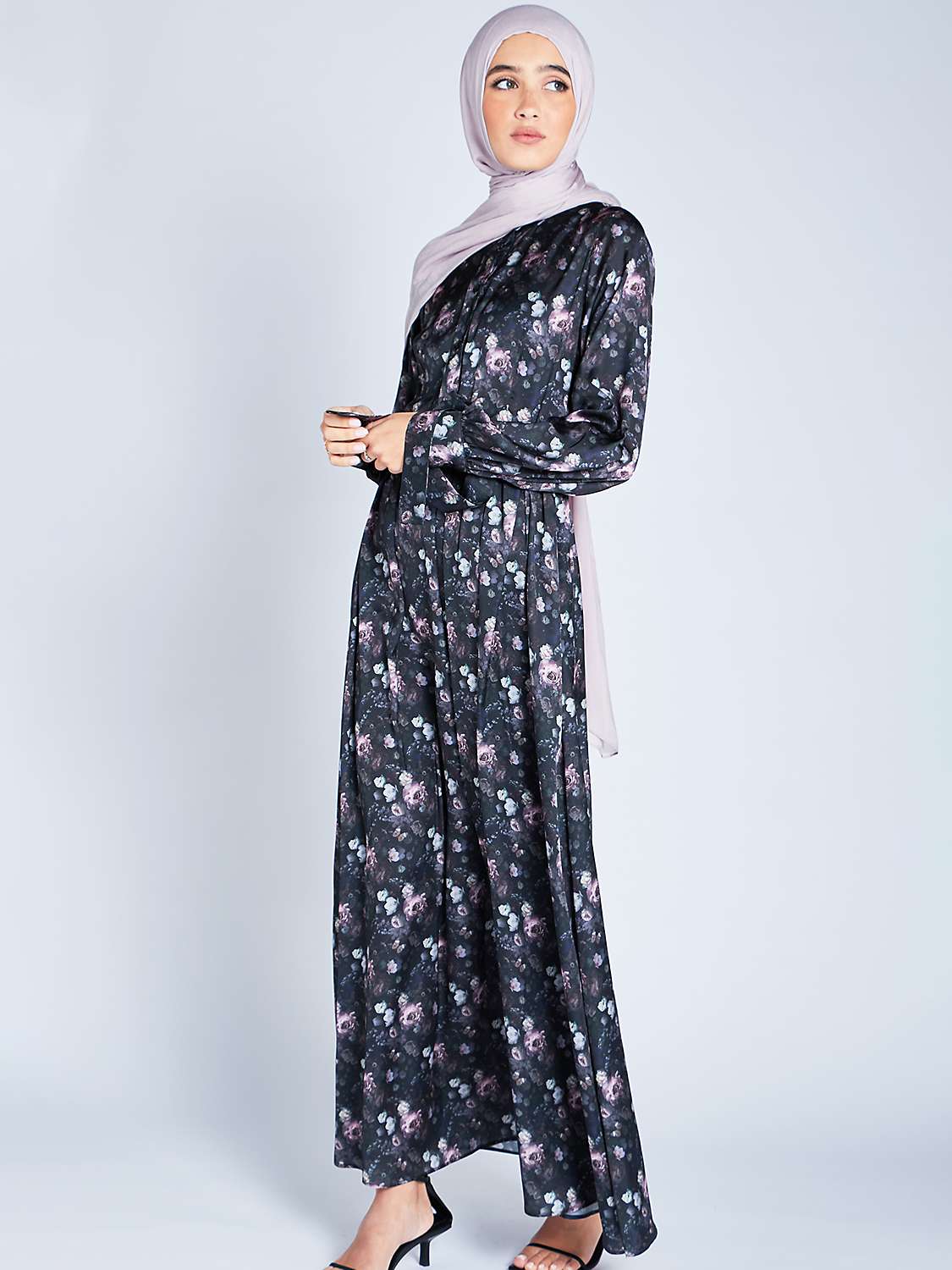 Buy Aab Floral Maxi Dress, Black Online at johnlewis.com