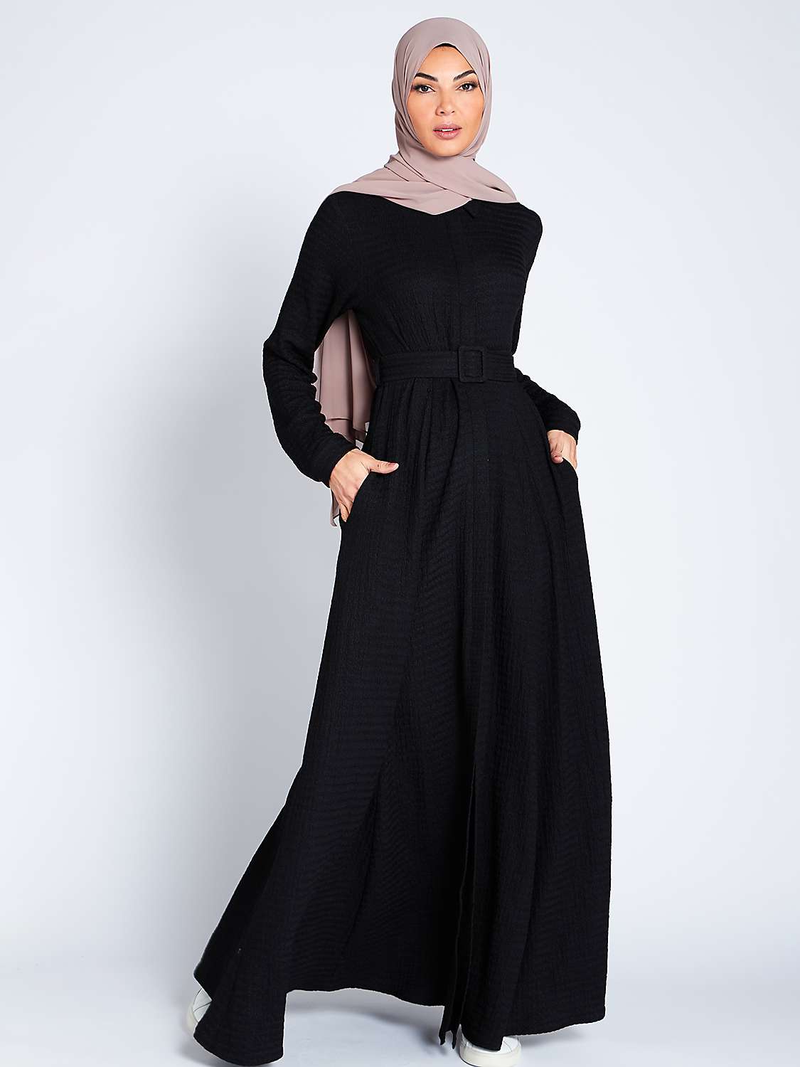 Aab Textured Maxi Shirt Dress, Black at John Lewis & Partners