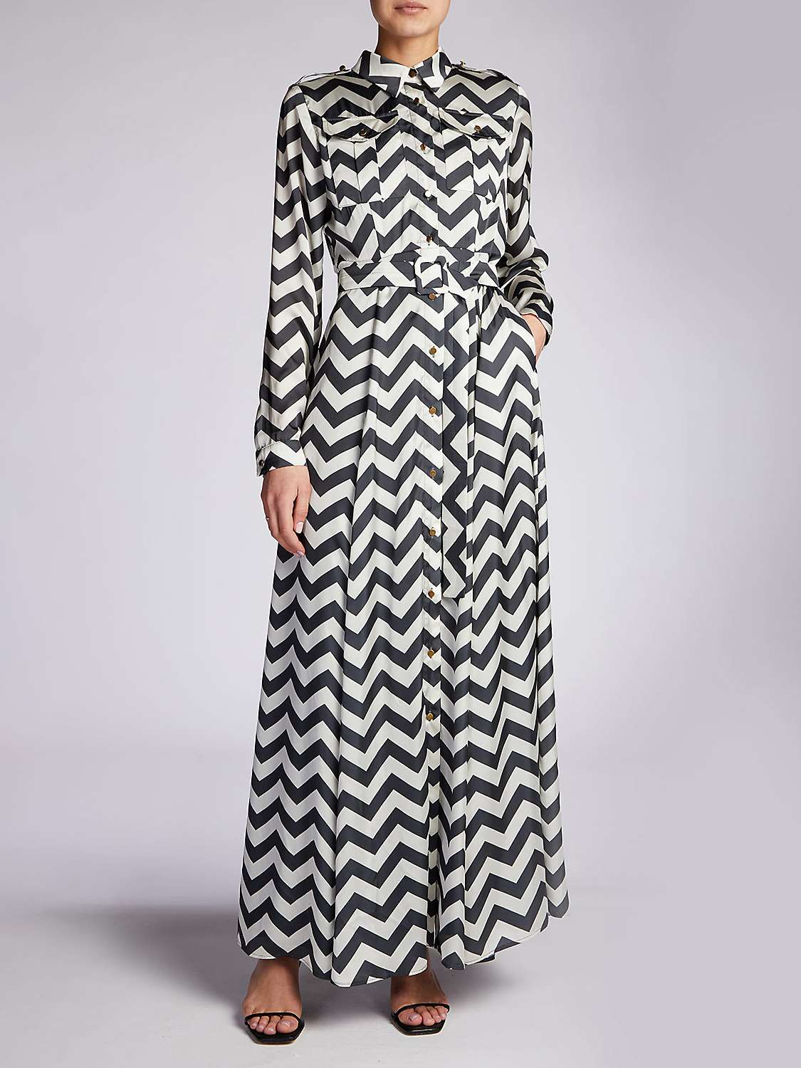 Buy Aab Chevron Shirt Maxi Dress, Black/White Online at johnlewis.com