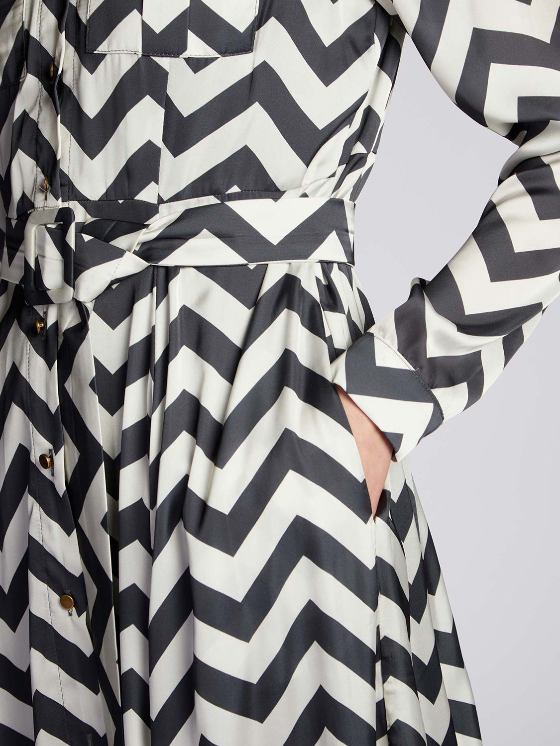 Buy Aab Chevron Shirt Maxi Dress, Black/White Online at johnlewis.com