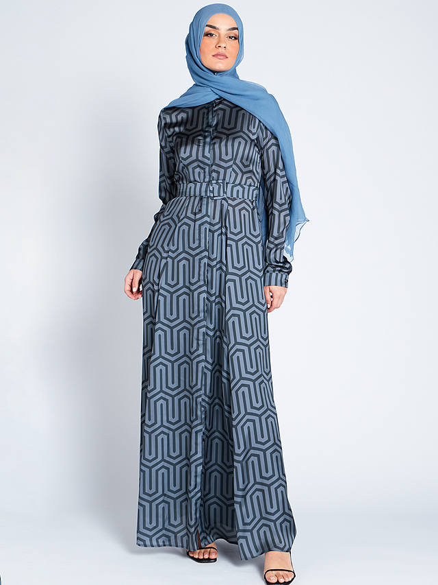 Aab Cupola Satin Maxi Dress, Print Charcoal
