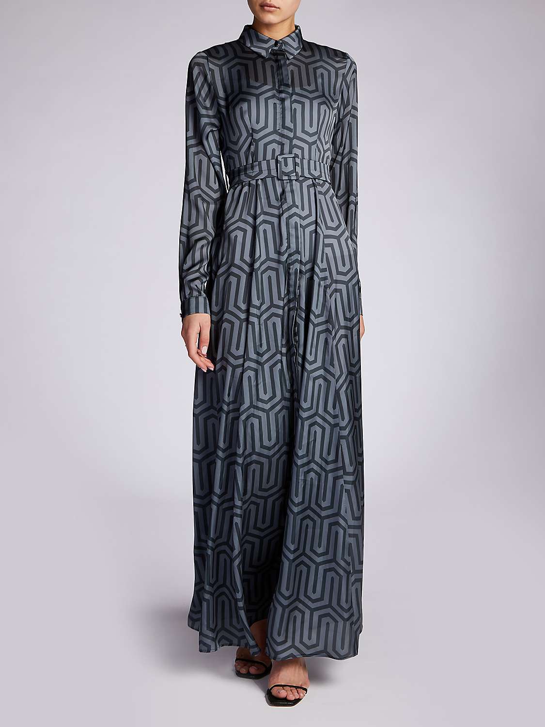 Buy Aab Cupola Satin Maxi Dress, Print Charcoal Online at johnlewis.com