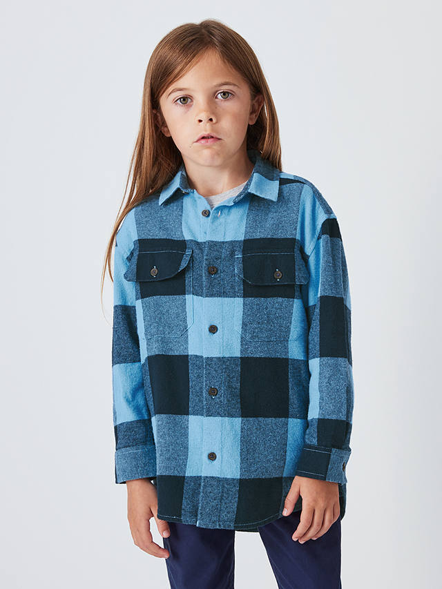 John Lewis Kids' Buffalo Plaid Check Shirt, Blue