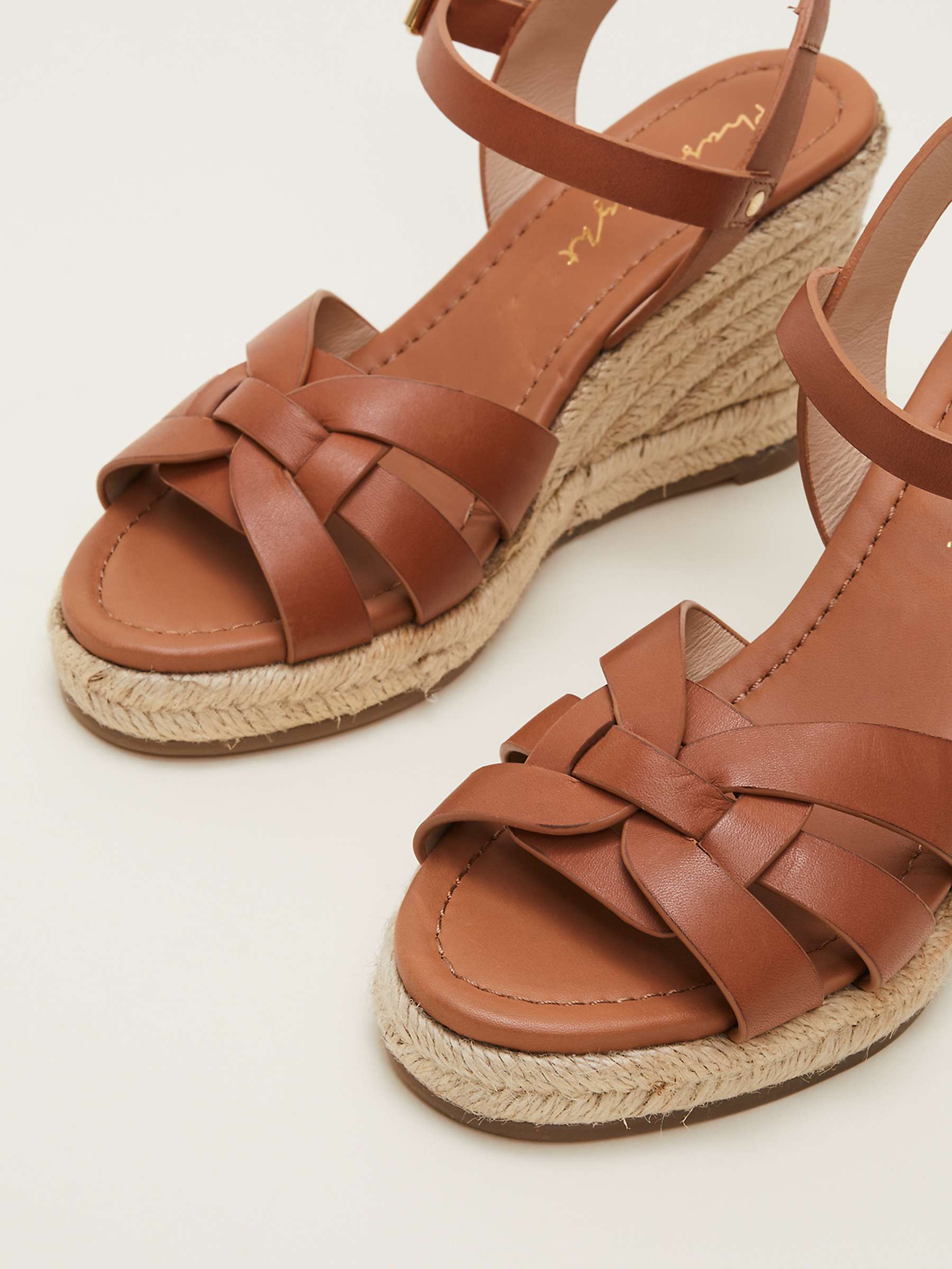 Buy Phase Eight Leather Multi Strap Espadrille Wedge Sandals, Tan Online at johnlewis.com
