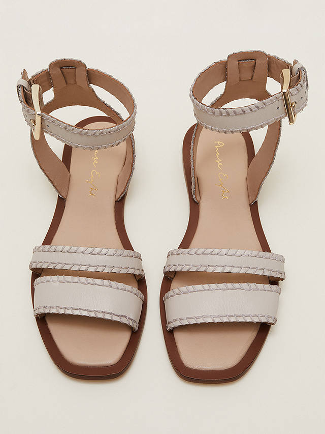 Phase Eight Leather Double Strap Flat Sandals, Cream
