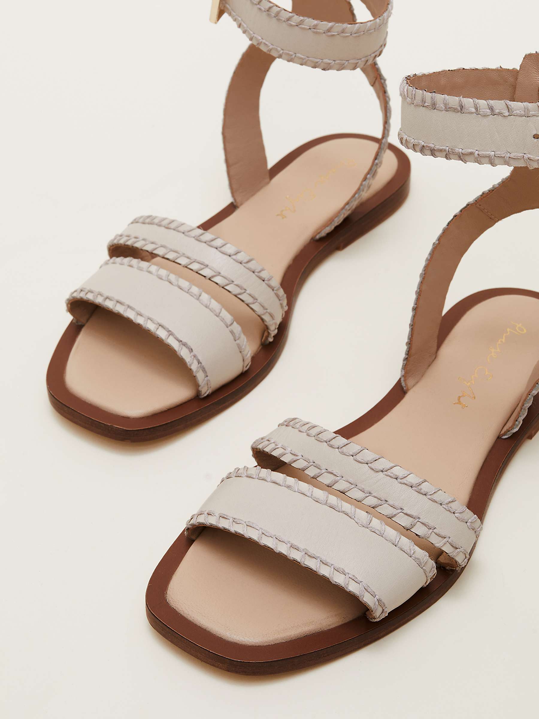 Buy Phase Eight Leather Double Strap Flat Sandals Online at johnlewis.com