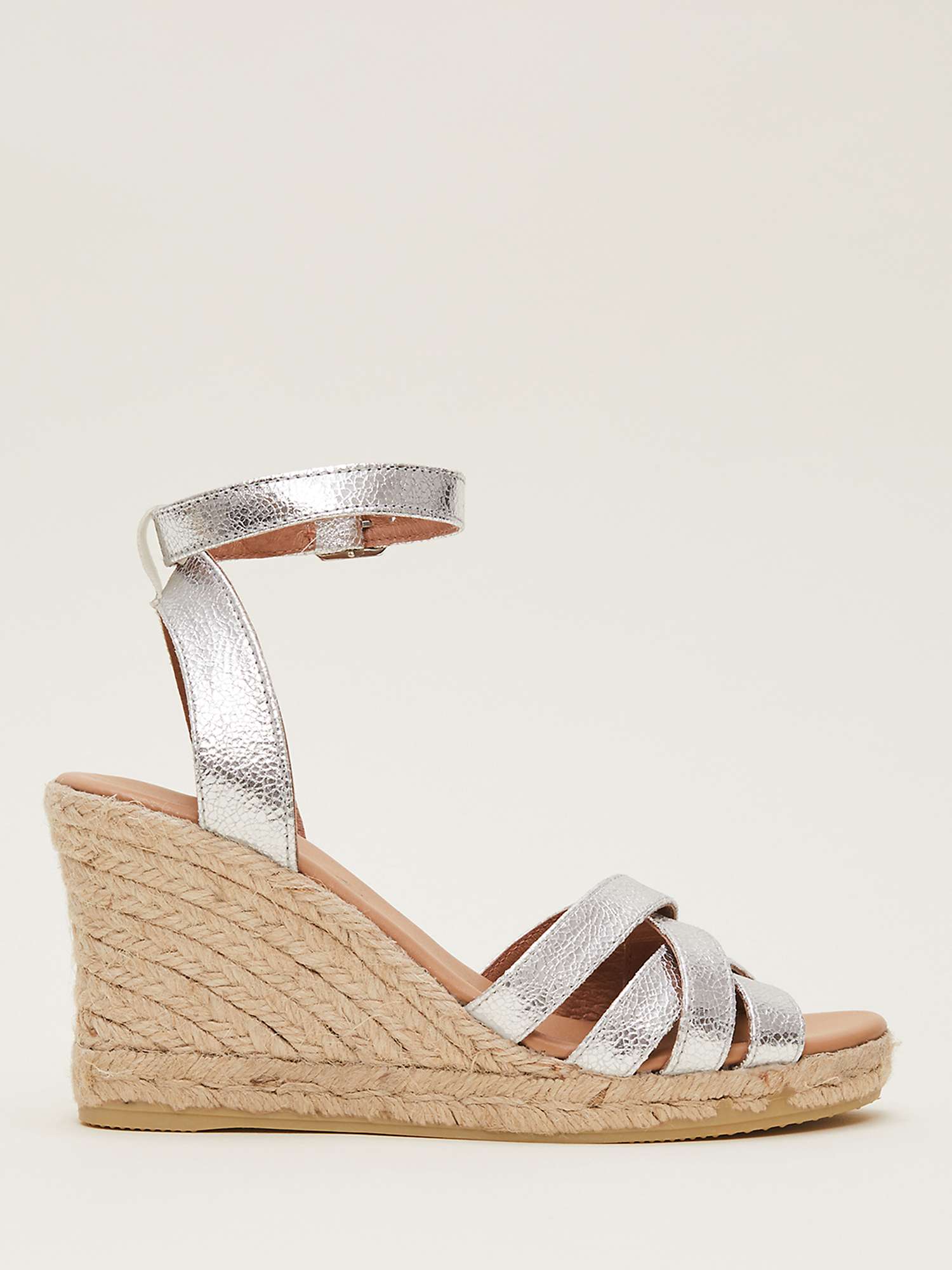 Buy Phase Eight Wedge Heel Strappy Espadrille Shoes, Silver Online at johnlewis.com
