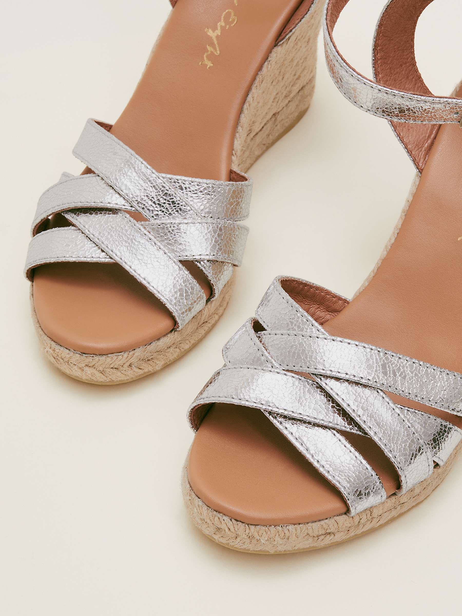 Buy Phase Eight Wedge Heel Strappy Espadrille Shoes, Silver Online at johnlewis.com