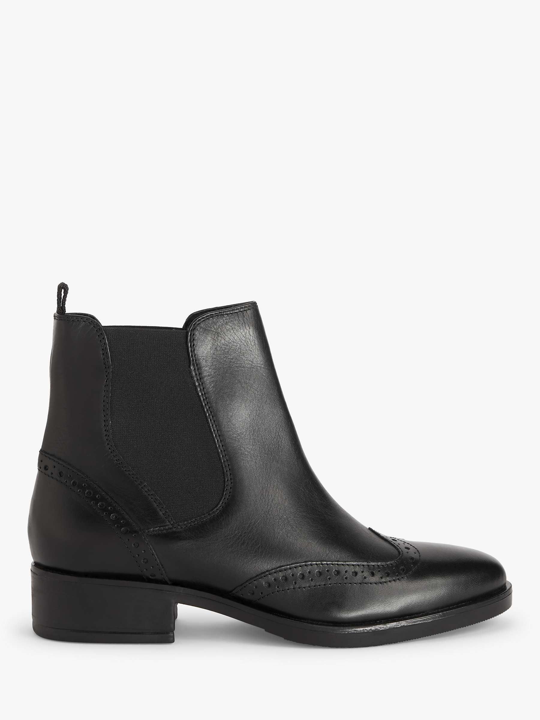 John Lewis Pheebs Leather Brogue Detail Chelsea Boots, Nero Boxer at ...