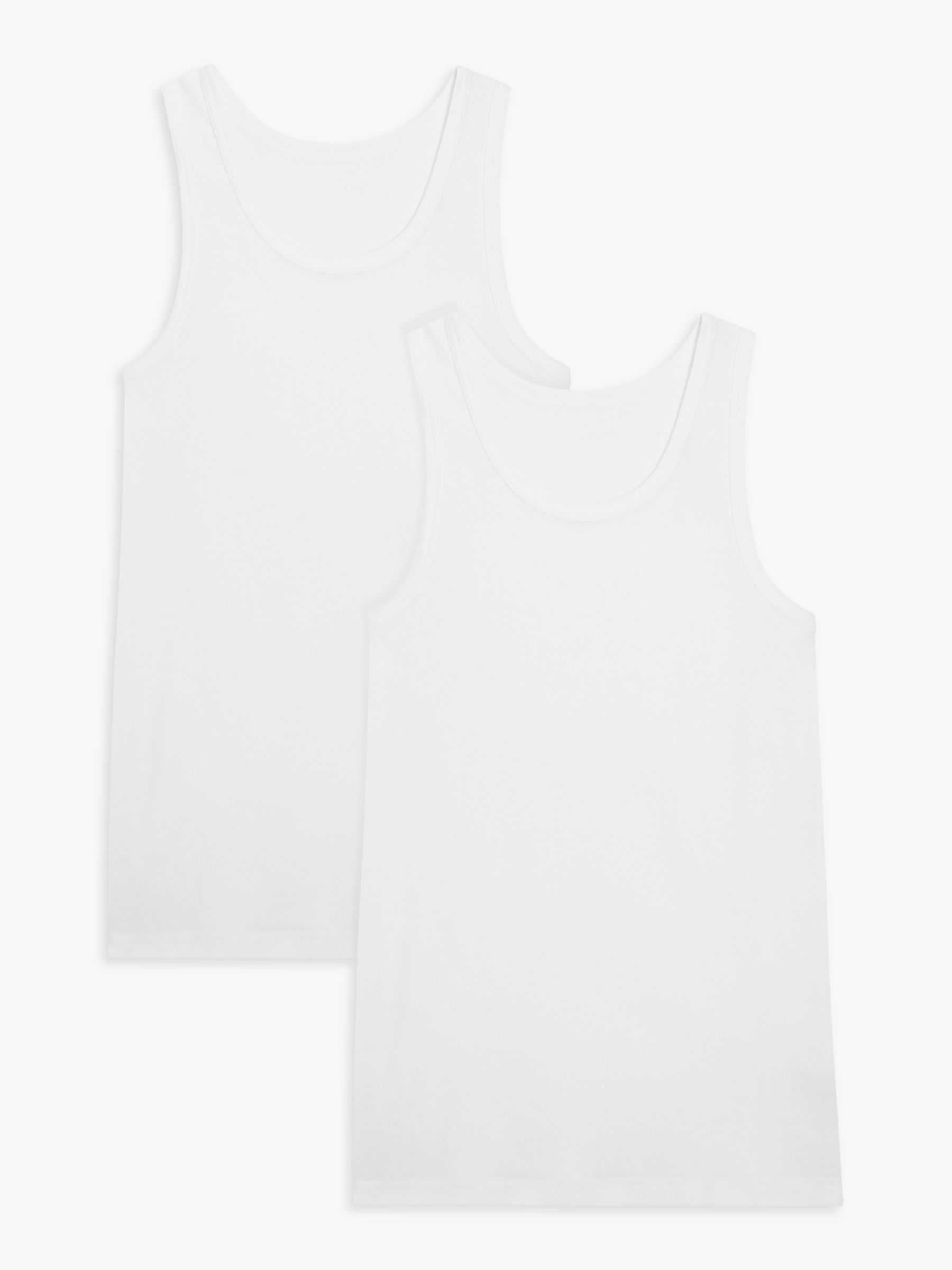 John Lewis Organic Cotton Vest, Pack of 2, White, M