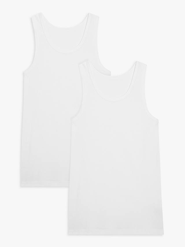 John Lewis Organic Cotton Vest, Pack of 2, White