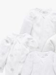Purebaby Organic Cotton Essential Zip Front Growsuit, Pack of 4, Grey Melange