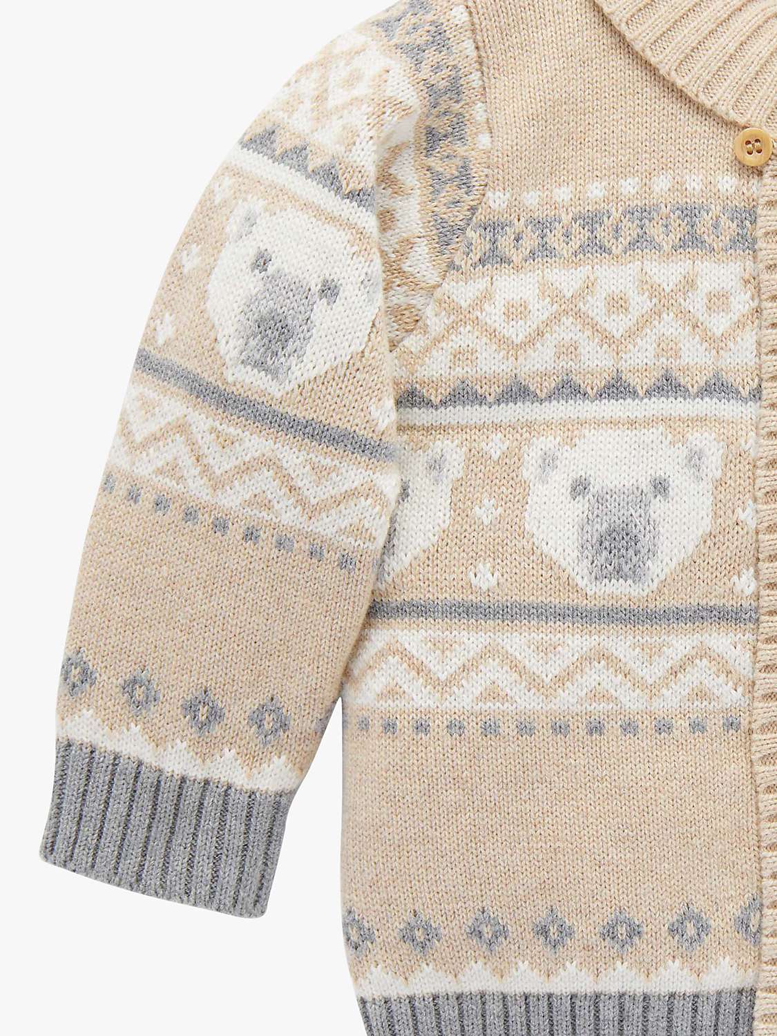 Buy Purebaby Polar Bear Wool Blend Cardigan, Neutrals Jacquard Online at johnlewis.com