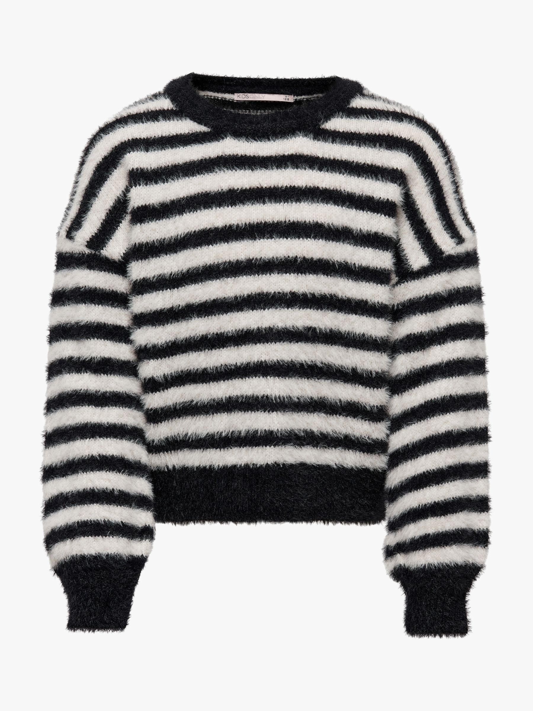 ONLY Kids' Kognewellie Striped Jumper, Black/White