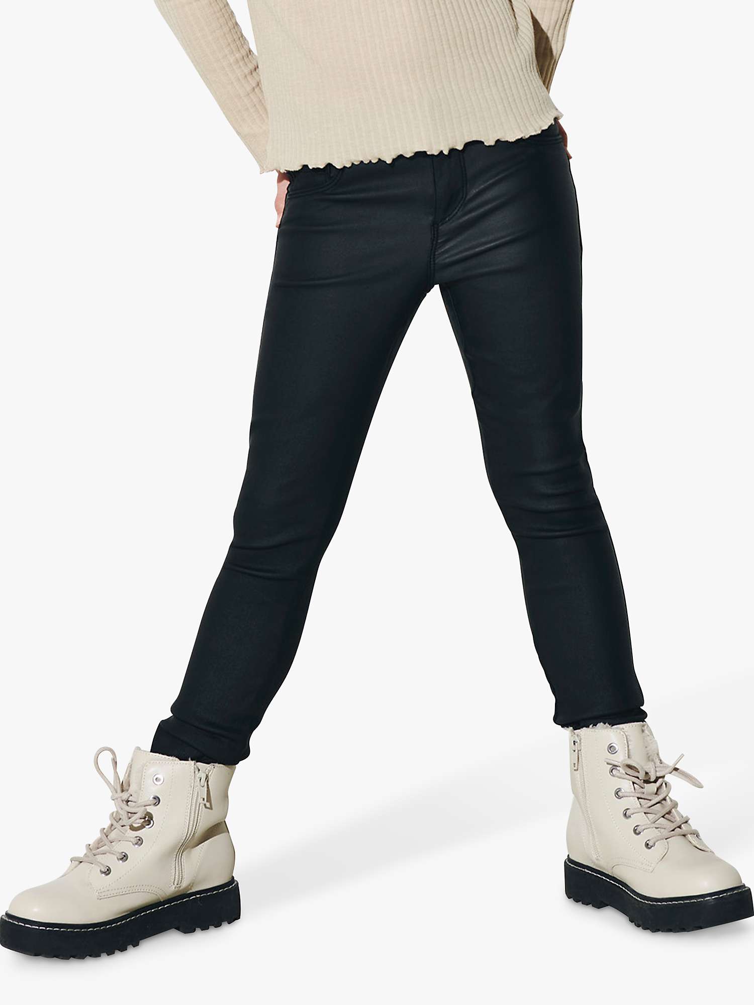Buy ONLY Kids' Coated Rock Skinny Trousers, Black Online at johnlewis.com