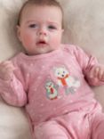 Purebaby Baby Animal Applique Mini Spot Growsuit, Beetroot