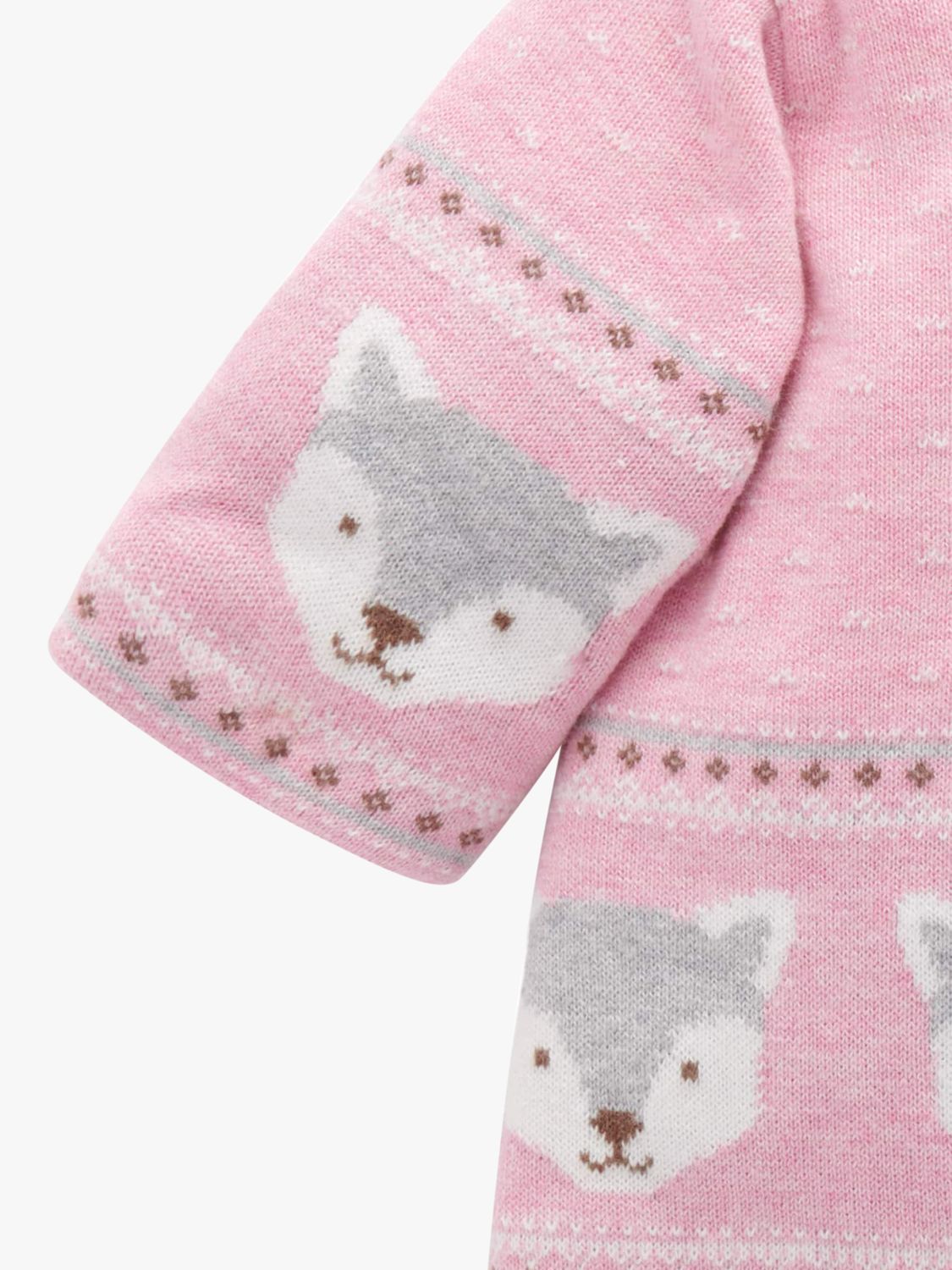 Purebaby Fox Padded Jacket, Pink Jacquard at John Lewis & Partners