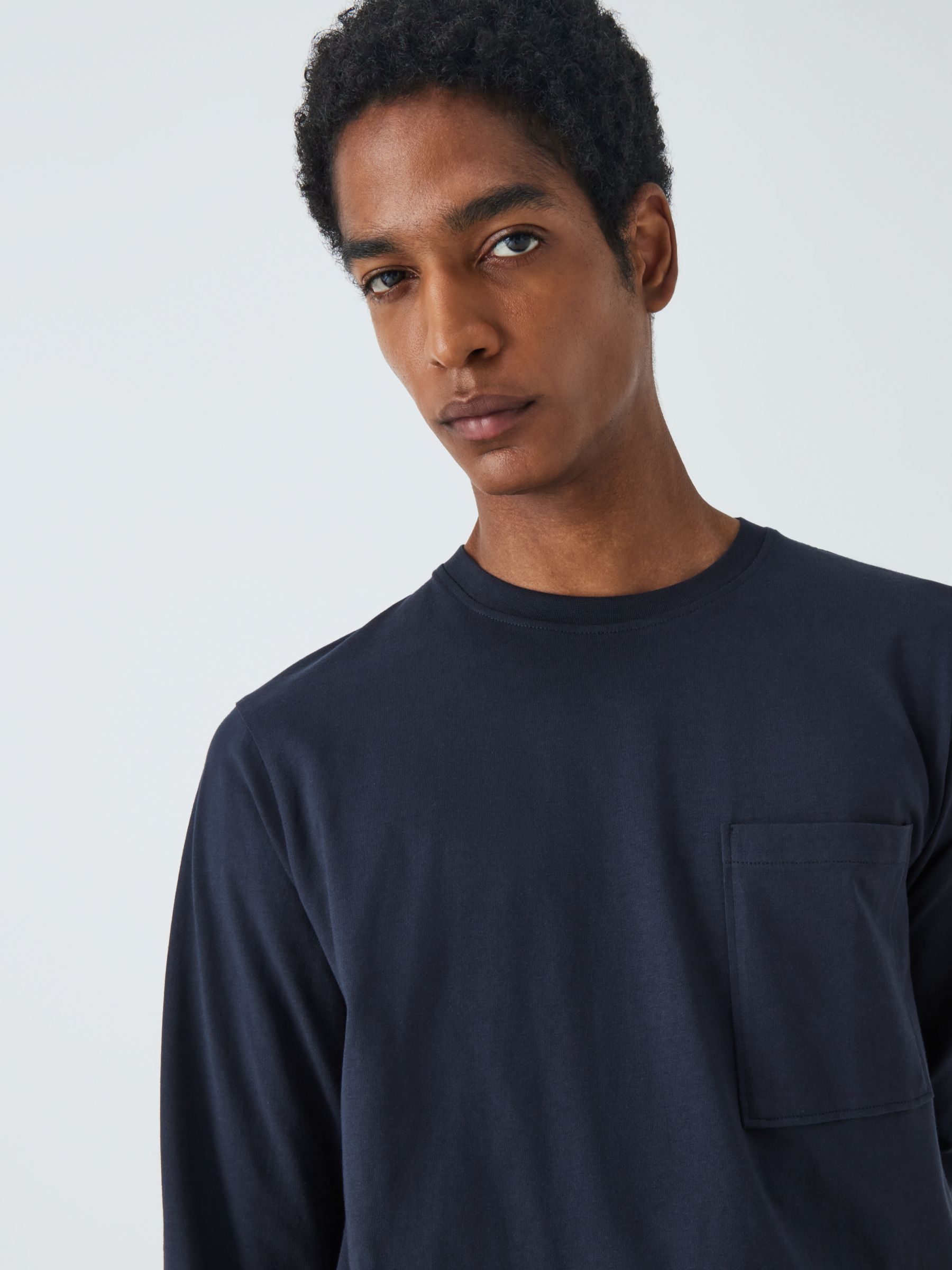 Kin Long Sleeve Pocket T-shirt, Dark Sapphire at John Lewis & Partners