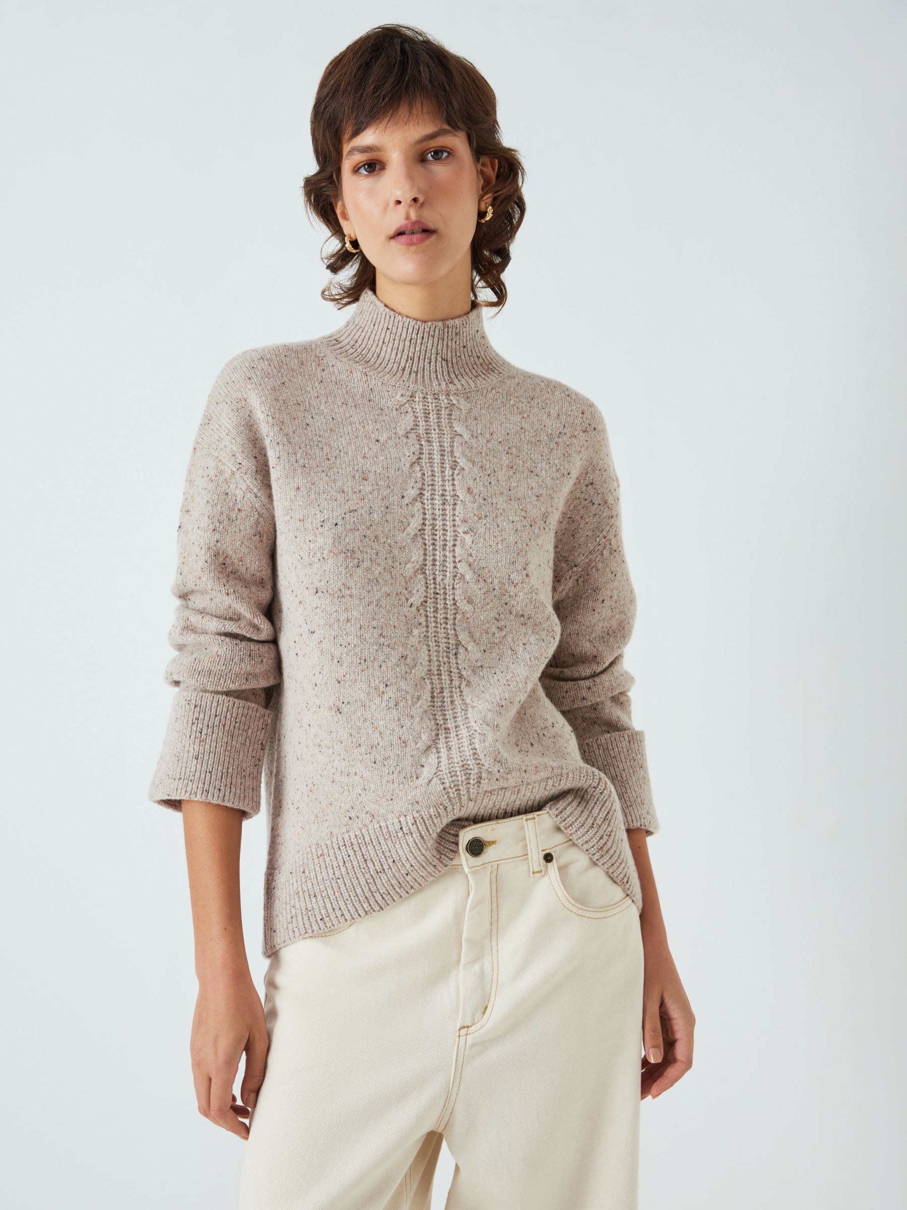 John Lewis Donegal Roll Neck Wool Blend Knit Jumper, Paradiso at John Lewis  & Partners