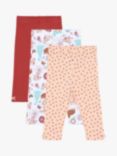 Mini Cuddles Baby Trip to the Museum Leggings, Pack Of 3, Red/White/Pink