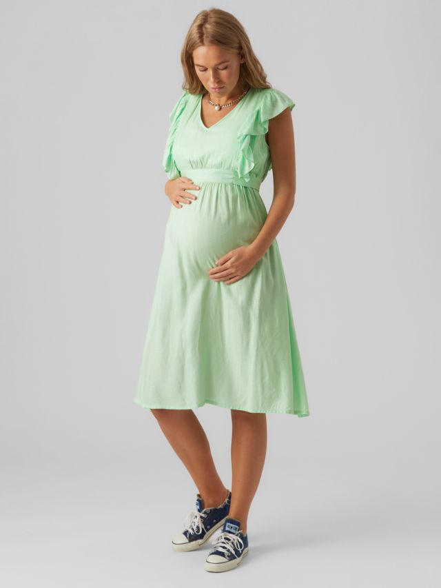 Mamalicious Jennie Mary Maternity & Nursing Dress, Green Ash, XS