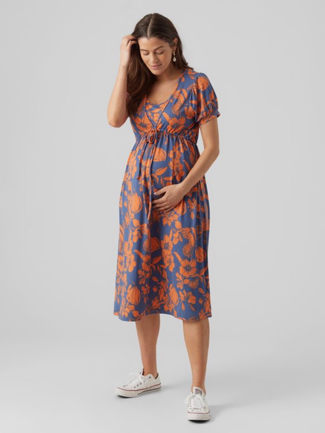 Mamalicious Maternity knitted dress with v neck and side detail in