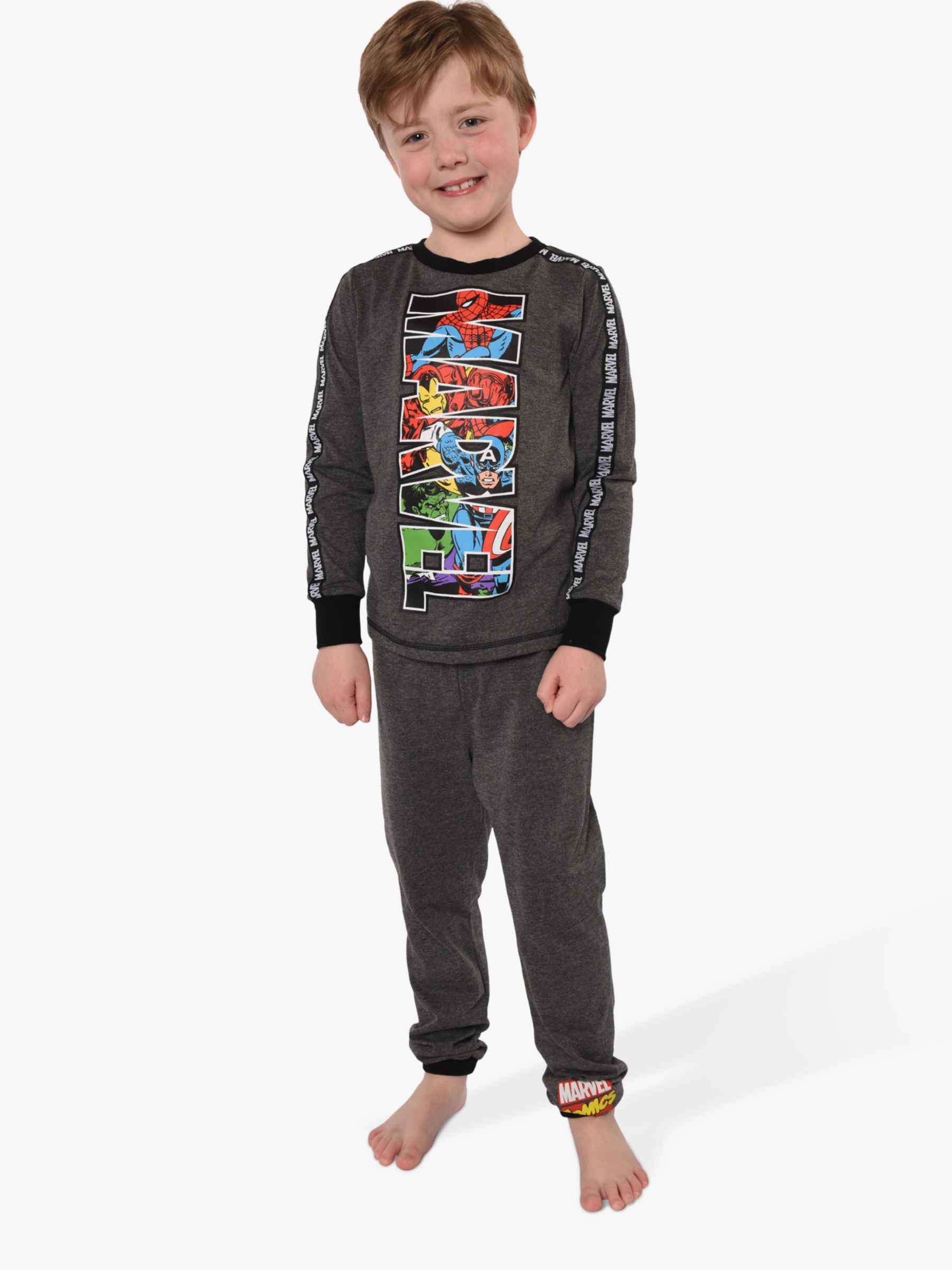 Brand Threads Kids' Marvel Pyjamas, Grey at John Lewis  Partners