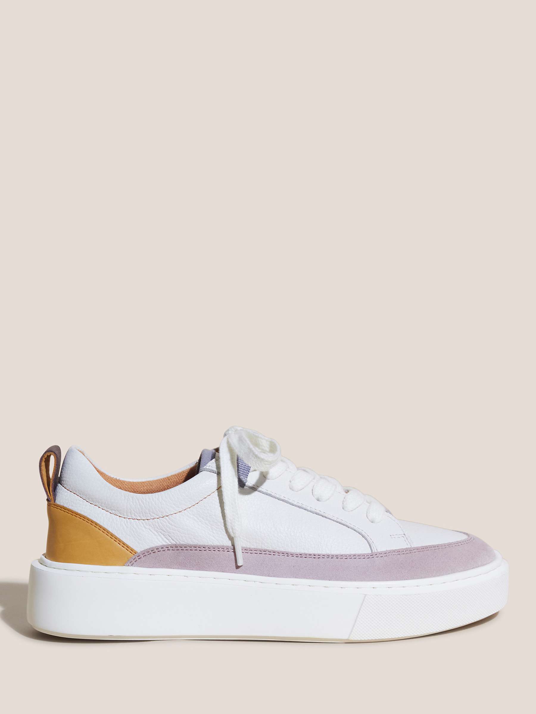 Buy White Stuff Leather Trainers, White/Multi Online at johnlewis.com
