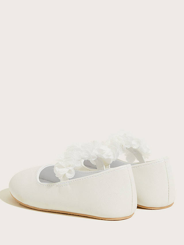 Monsoon Baby Shimmer Corsage Walker Shoes, Ivory