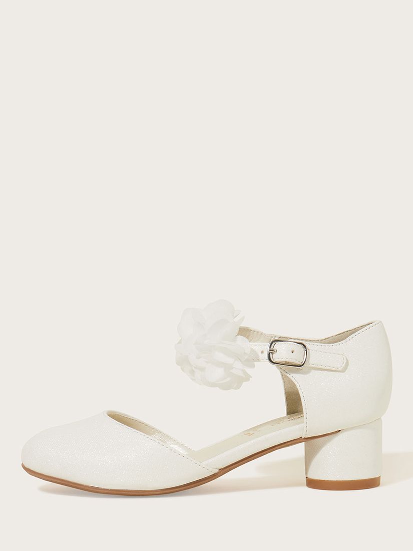 Monsoon Kids' Corsage Two Part Heel Shoes, Ivory, A4