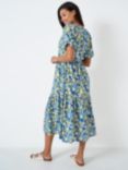 Crew Clothing Irene Cotton Floral Midi Dress, Multi Blue