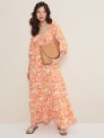 Phase Eight Damyana Floral Print Midi Dress, Orange/White