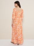 Phase Eight Damyana Floral Print Midi Dress, Orange/White, Orange/White