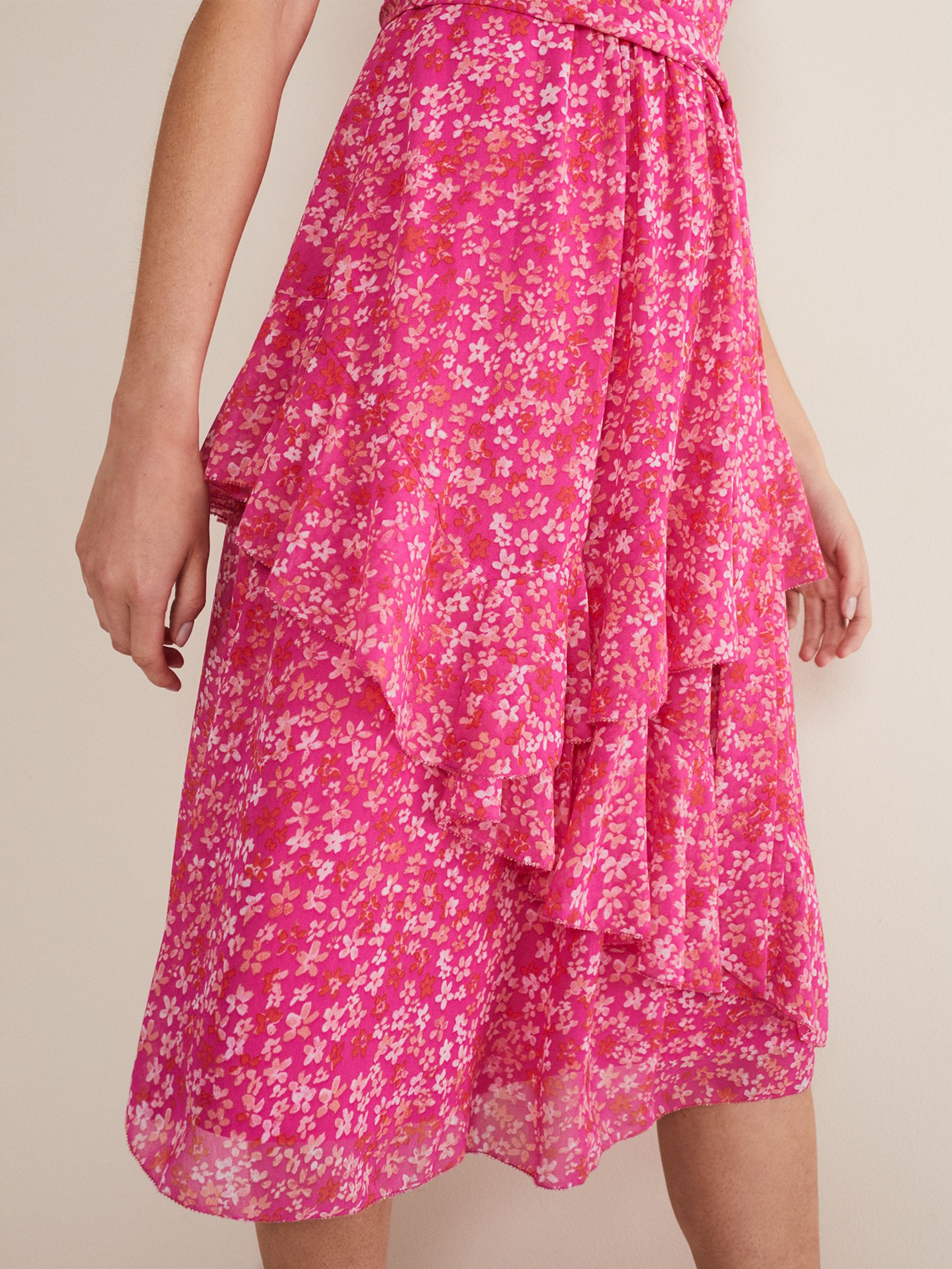 Phase Eight Breesha Frill Daisy Print Dress, Pink/Multi at John Lewis ...