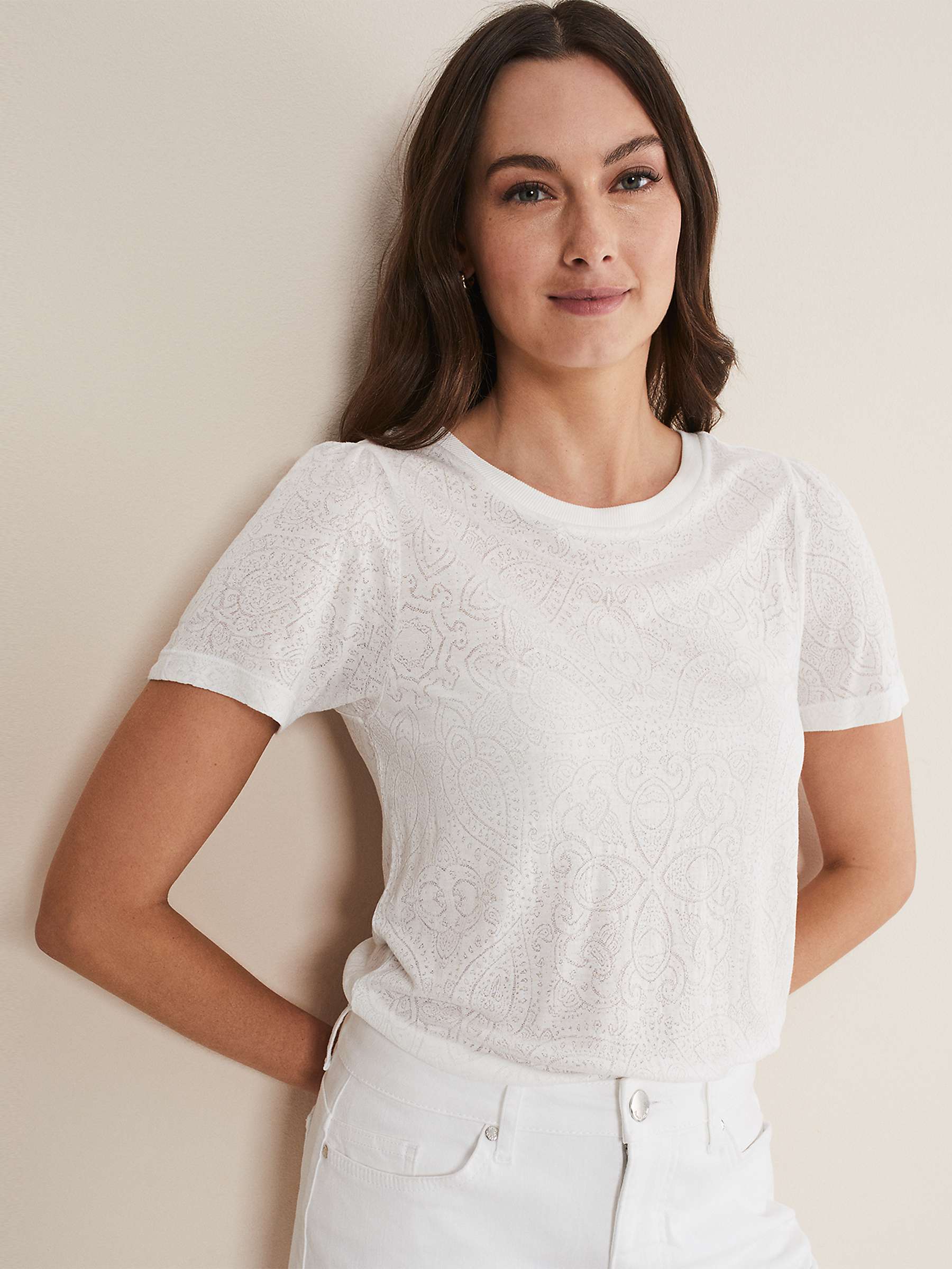Buy Phase Eight Kinsley Floral T-Shirt, White Online at johnlewis.com