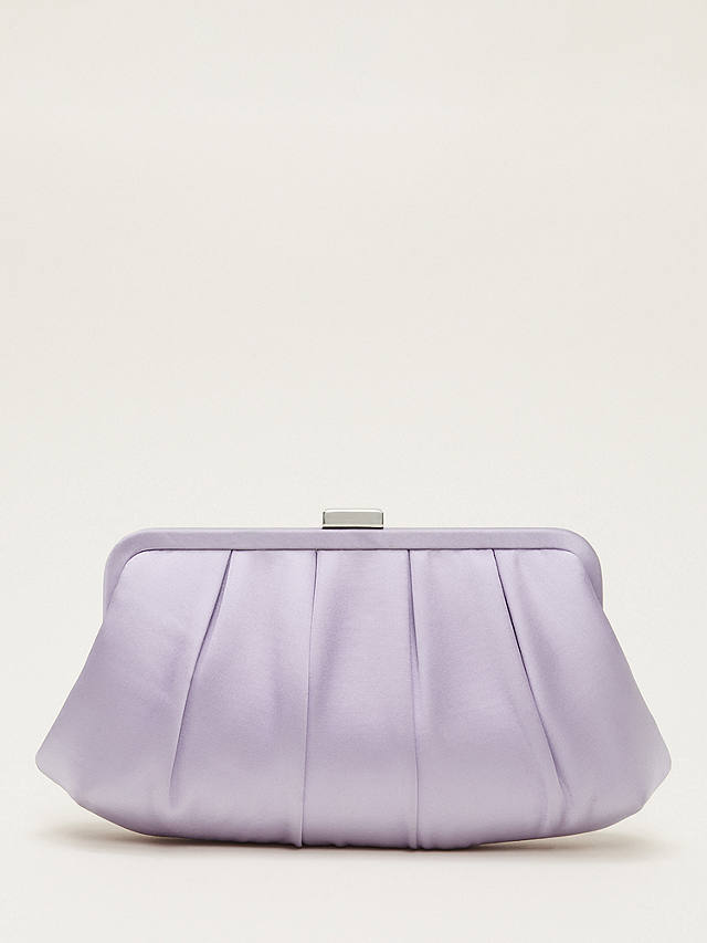 Phase Eight Satin Clutch Handbag, Lilac