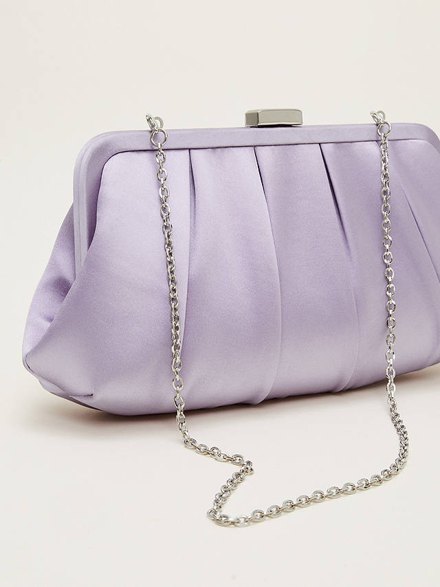 Phase Eight Satin Clutch Handbag, Lilac