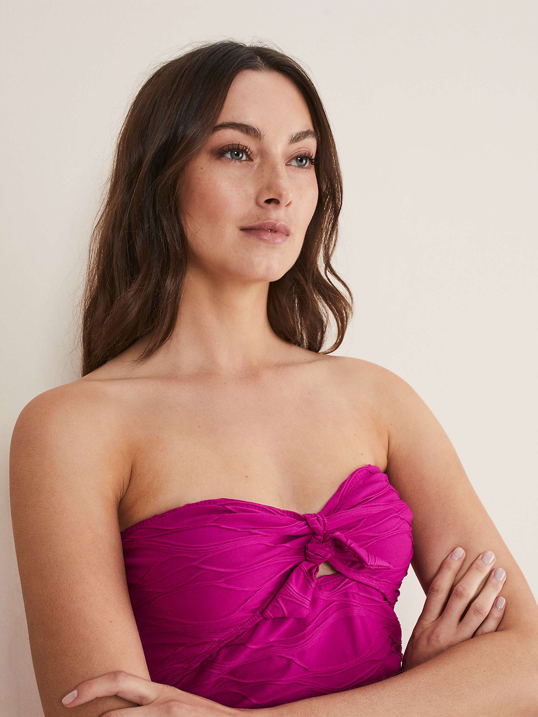 Buy Phase Eight Claudia Textured Swimsuit, Magenta Online at johnlewis.com
