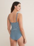 Phase Eight Striped Swimsuit, Petrol/White