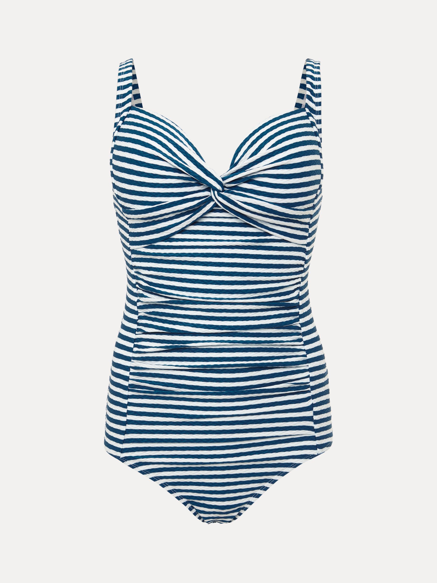 Buy Phase Eight Striped Swimsuit, Petrol/White Online at johnlewis.com